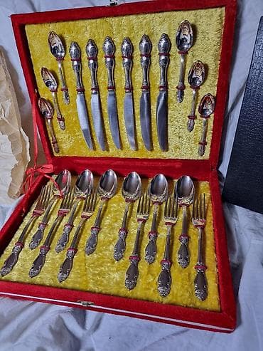 СССР, МНЦ. МЕЛЬХИОРОВЫЙ Столовый набор "РОЗА" Обсолютно НОВЫЙ. - не