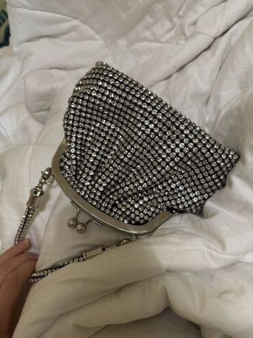 бижутерия цепочка с кулоном: Вечерняя сумочка-клатч с кристаллами - Материал верха: тканевая — 2