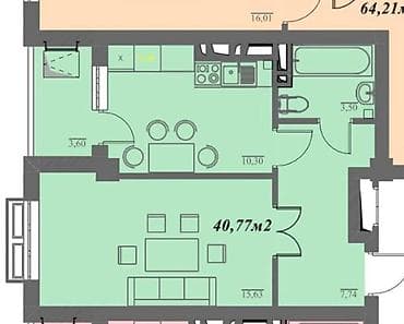 Недвижимость: 1 комната, 41 м², Дордой Моторс рынок Элитка, 8 этаж, ПСО (под самоотделку) — 2