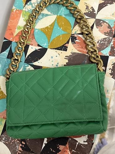 michael cors: Зеленая женская сумка на плечо - Материал: мягкий кожзам с — 1