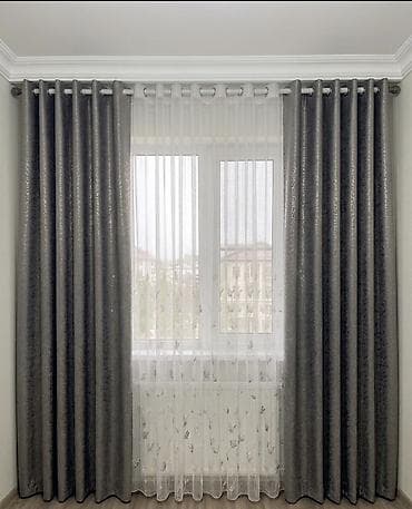 карнизы: Комплект штор, С тюлем в комплекте, Готовое изделие, Новый, Для балкона, Для детской, Для зала — 1