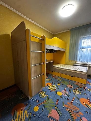 study table: Двухъярусная детская кровать, ЛДСП, цвет - Желтый — 3