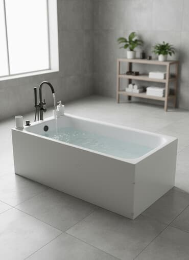 деревянная баня: Белая металлический ванна Avant прямоугольной формы, предназначенная — 1