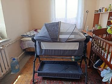детиски ххх: Детская приставная кроватка, С колесиками, цвет - Серый — 2