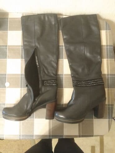 сапоги из натурального меха и кожи: Сапожки/ батильоны б/у,Кожа/ замша,натуральный мех,в отличном — 7