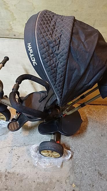 детский велоприцеп: Детский трехколесный велосипед-коляска HAFULONG - Конструкция 2‑в‑1 — 9