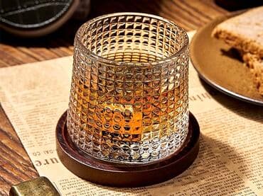 купить стаканы для кофе оптом: Танцующие «Пьяные бокалы» • Деревянная подставка -2 шт (темно — 4