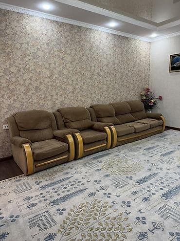 диван раскладные: Комплект мягкой мебели, Б/у, Самовывоз, цвет - Коричневый — 3