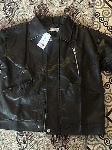 кожные куртки: Кожаная куртка, Классическая модель, Экокожа, Оверсайз, M — 3