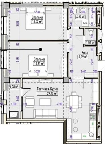 Продажа квартир: 3 комнаты, 82 м², Технопарк Элитка, 12 этаж, Евроремонт — 3