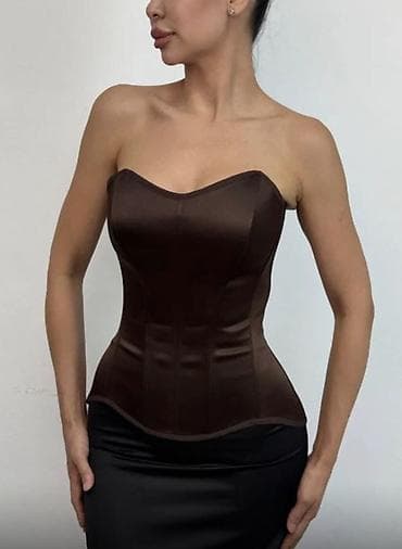Бюстгальтеры: Корсет-бюстье женский, шоколадный - Силуэт: корсет с открытыми — 1
