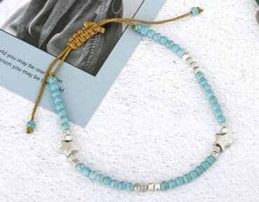 диадема ободок: Браслет Б с бирюзовыми бусинами и звёздами — символ мечты и свободы! 🌟 — 3