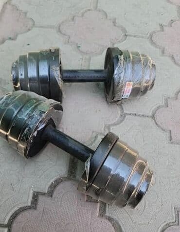 купить гантели бу в бишкеке: Гантели 15+15=30кг разборный, производства Узбекистан — 1