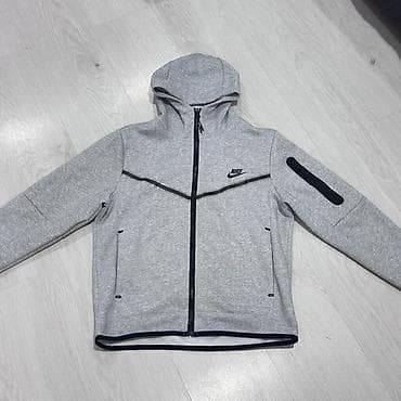 пума толстовка: Nike Tech Fleece худи/толстовка на молнии с капюшоном, серый меланж — 1