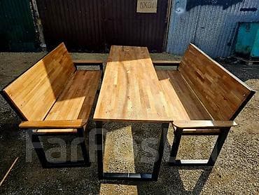 dinner table: Мебель в стиле лофт: столы, лавки, стулья и барные стулья на — 1