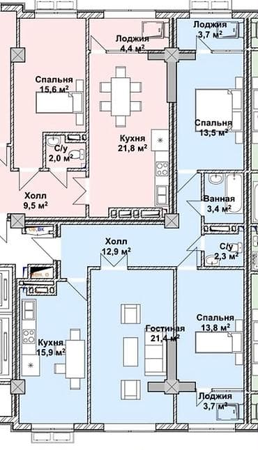 Квартиры: 3 комнаты, 91 м², Политех Элитка, 4 этаж, ПСО (под самоотделку) — 2