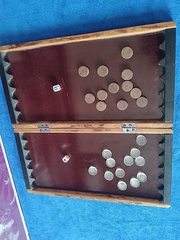 Набор для игры в нарды (складное поле) - Деревянная складная доска на