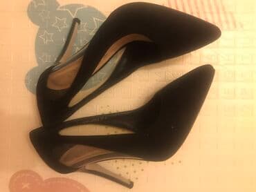 Чёрные туфли 37 размер замша 7 см