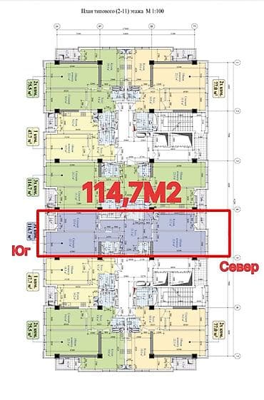 premium development: 3 комнаты, 114 м², Элитка, 7 этаж, ПСО (под самоотделку) — 2