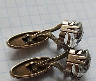 мужские браслеты: Серебрянные запонки 875 проба с горным хрусталем. Унисекс. Состояние — 6