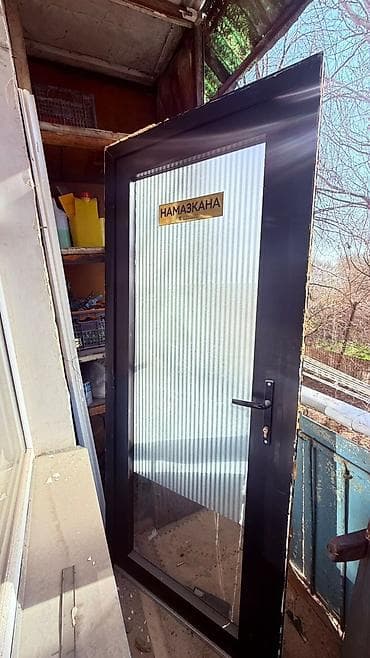 стекла на дверь: Стеклянная дверь с алюминиевым профилем - Полотно: прозрачное стекло — 2