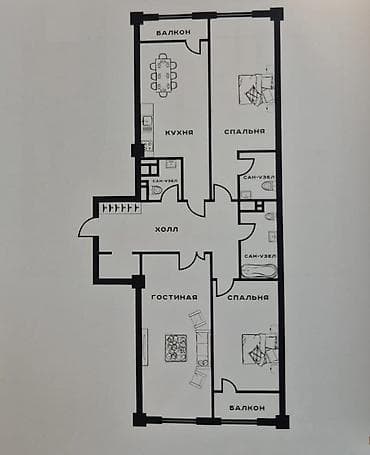 элитка 3ком: 3 комнаты, 149 м², Элитка, 16 этаж, Готовая ПСО (под самоотделку) — 6