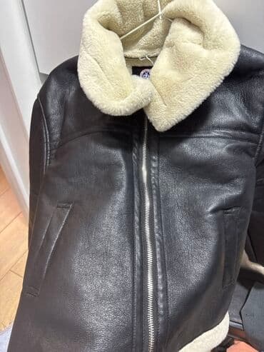 куртка подростковая зимняя: Детская дублёнка-авиатор, чёрная с молочным мехом. - Материал верха — 2