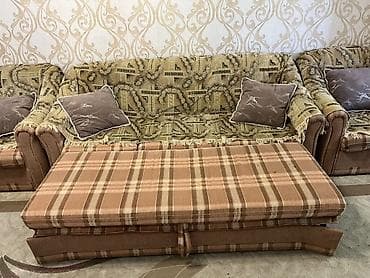 Мебельные гарнитуры: Комплект мягкой мебели, Б/у, Самовывоз, цвет - Коричневый — 3
