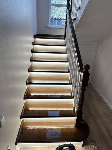 Готовые перила: Деревянная лестница Для дома, Бесплатная доставка, Вид дерева: Лиственница, Стиль: Лофт — 1