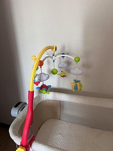 Мебель: Детская приставная кроватка, С колесиками, цвет - Бежевый — 5