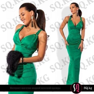 длинные платья с рукавами для полных: Вечернее платье с болеро в комплекте цвета зелёный трилистник — 1