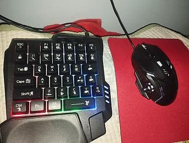 портативный сенсорный монитор: Игровой комплект: однорукая клавиатура + проводная мышь с подсветкой — 5