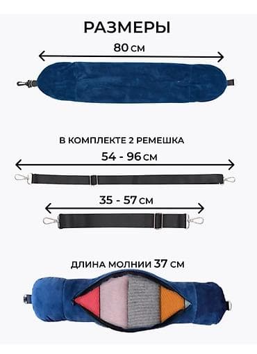дорожная подушка: Подушка с мягкой набивкой, цвет - Синий, Новый — 6