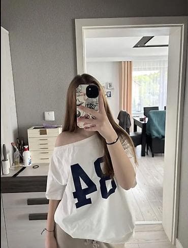 Үлпөт көйнөктөрү жана аксессуарлар: Футболка, Оверсайз, Пахта, Жаңы, S, M, L — 2