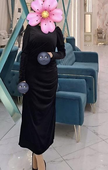 xl: Вечернее платье, Классическое, Длинная модель, Велюр, С рукавами, XL — 1