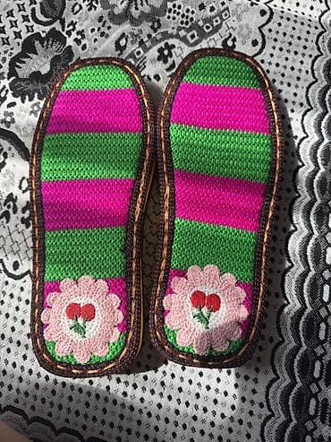 мягкие тапочки: Вязаные домашние тапочки с открытым носком - Ручная вязка верхней — 4