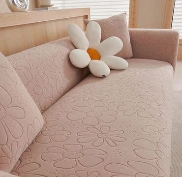 чехол на угловой диван: Размер 190/230 на небольшой диван.Мягкий чехол для дивана с цветочным — 1