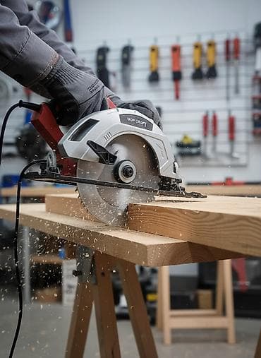 Дисковая пила WOF-CRAFT, выполненная в корпусе серого и белого цветов at lalafo.kg Дисковая пила WOF-CRAFT, выполненная в корпусе серого и белого цветов