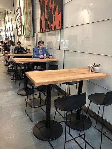 стол жыгач: Кафе үчүн үстөл, Тик бурчтуу, түсү - Кара — 4