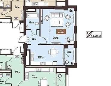 ош алай гостиница: 1 комната, 43 м², 7 этаж — 6