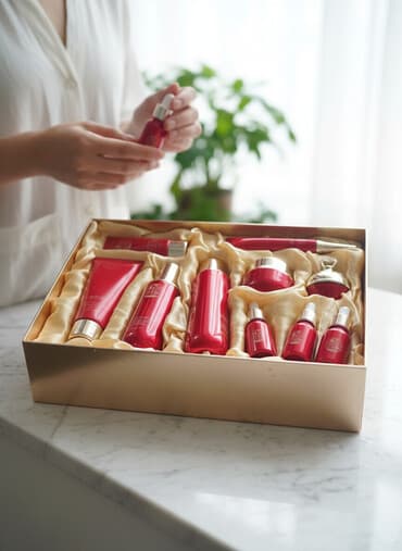 Косметика: Подарочный набор корейской косметики для лица в красной коробке — 2