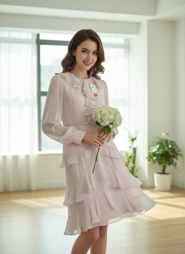 Платье Pastel. Цвет: нежно-розовый. Силуэт: женственный, с at lalafo.kg Платье Pastel. Цвет: нежно-розовый. Силуэт: женственный, с