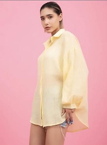 Личные вещи: Женская рубашка оверсайз, легкая полупрозрачная - Цвет: нежно‑желтый — 1