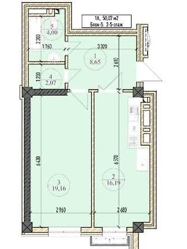 парковая: 1 комната, 50 м², Элитка, Элитка, 13 этаж, ПСО (под самоотделку) — 3