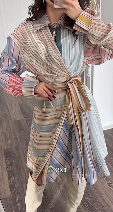 ваеный форма: Повседневное платье, Китай, Короткая модель, Платье-рубашка, S, M, L — 2