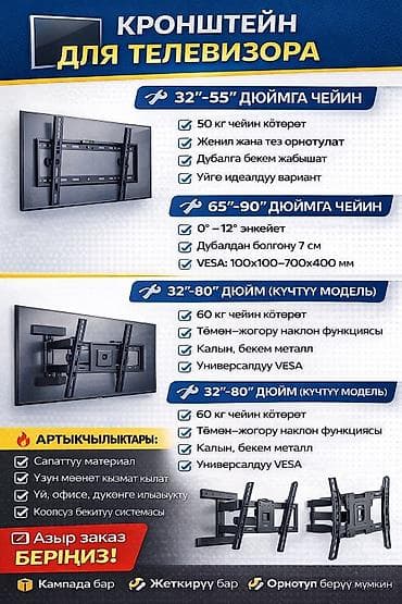 Кронштейны для телевизора – настенные и поворотные, универсальный