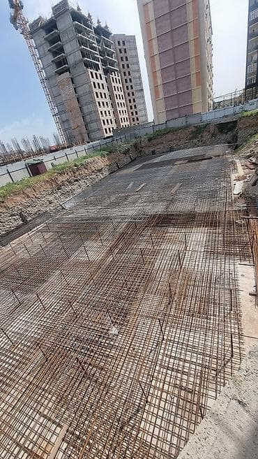 Арматурные работы и устройство монолитного фундамента под многоэтажное at lalafo.kg Арматурные работы и устройство монолитного фундамента под многоэтажное
