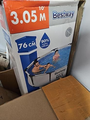 футбол поле: Каркасный бассейн Bestway Steel Pro MAX б/у - Диаметр: 3,05 м (10') — 1
