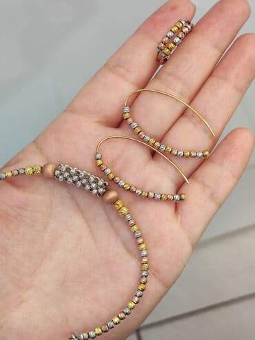 набор пандора: Серебро 925 напыление золото Серебряный комплект + браслет Дизайн — 8