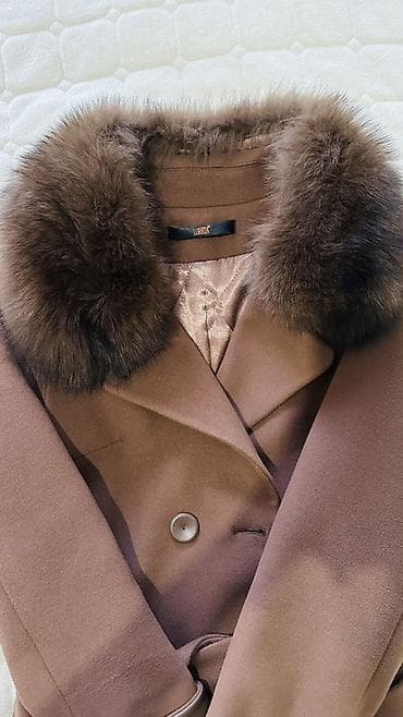 Пальто, Зима, По колено, Двубортная модель